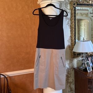 DKNY Dress 8 Black and Tan Linen